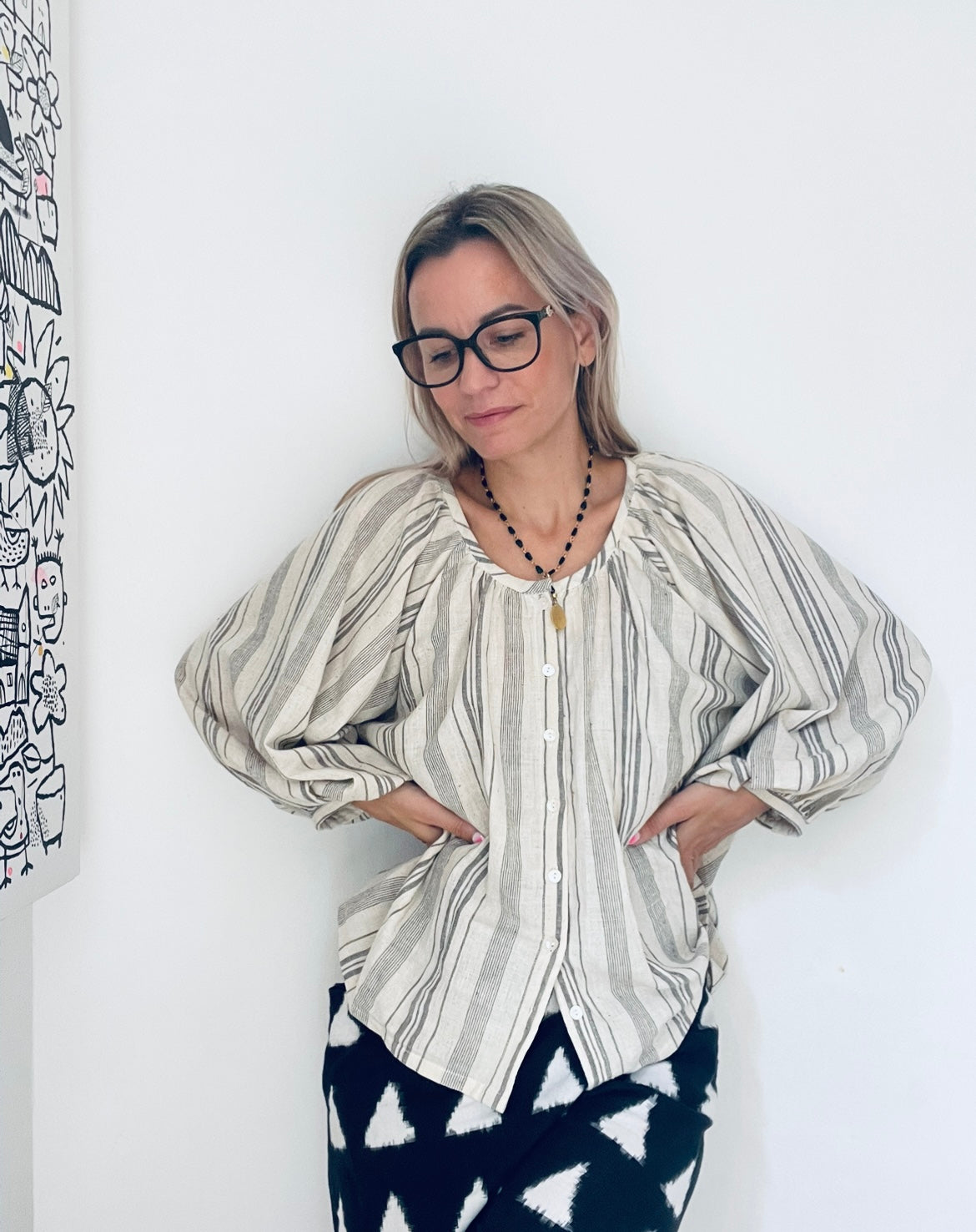 DAISY BLOUSE ORGANIC STRIPE
