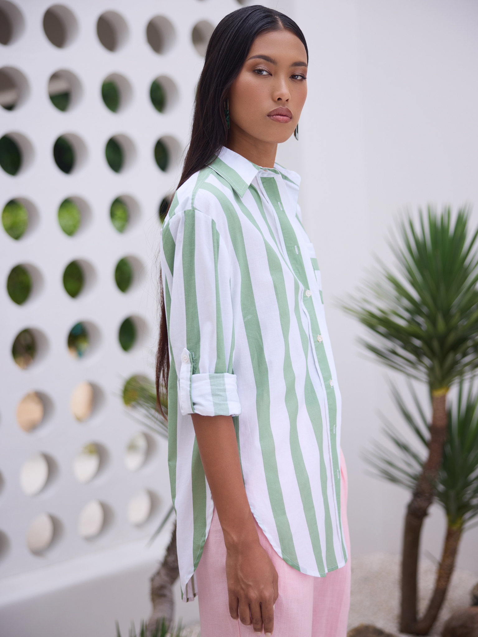 THE IVY STRIPED OVERSIZED COTTON SHIRT – WOMEN'S CASUAL BUTTON-UP