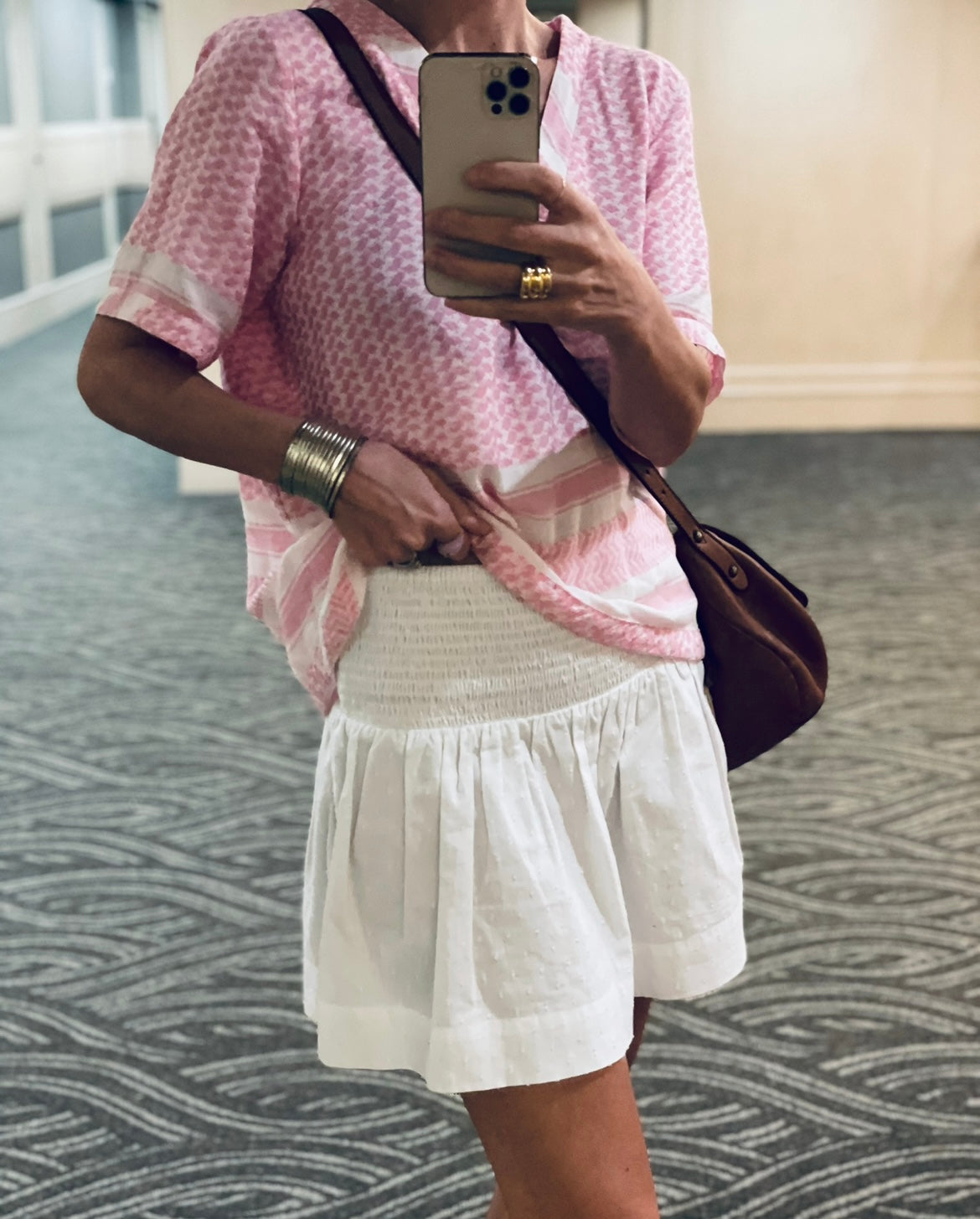 RIO SMOCKED RUFFLE MINI SKIRT