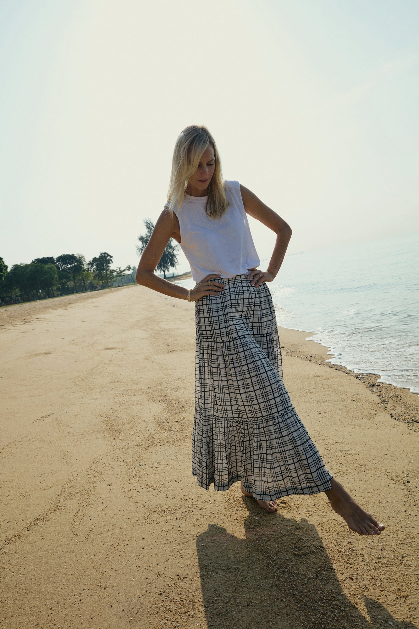GRETA MAXI SKIRT - GINGHAM