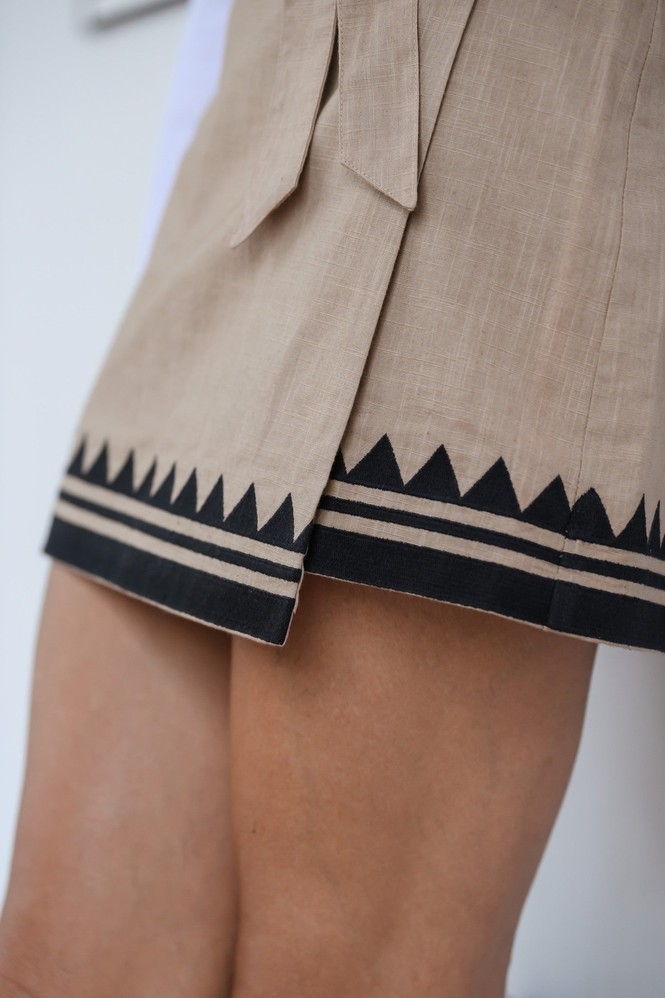 Zig Zag Embroidered Wrap Skirt