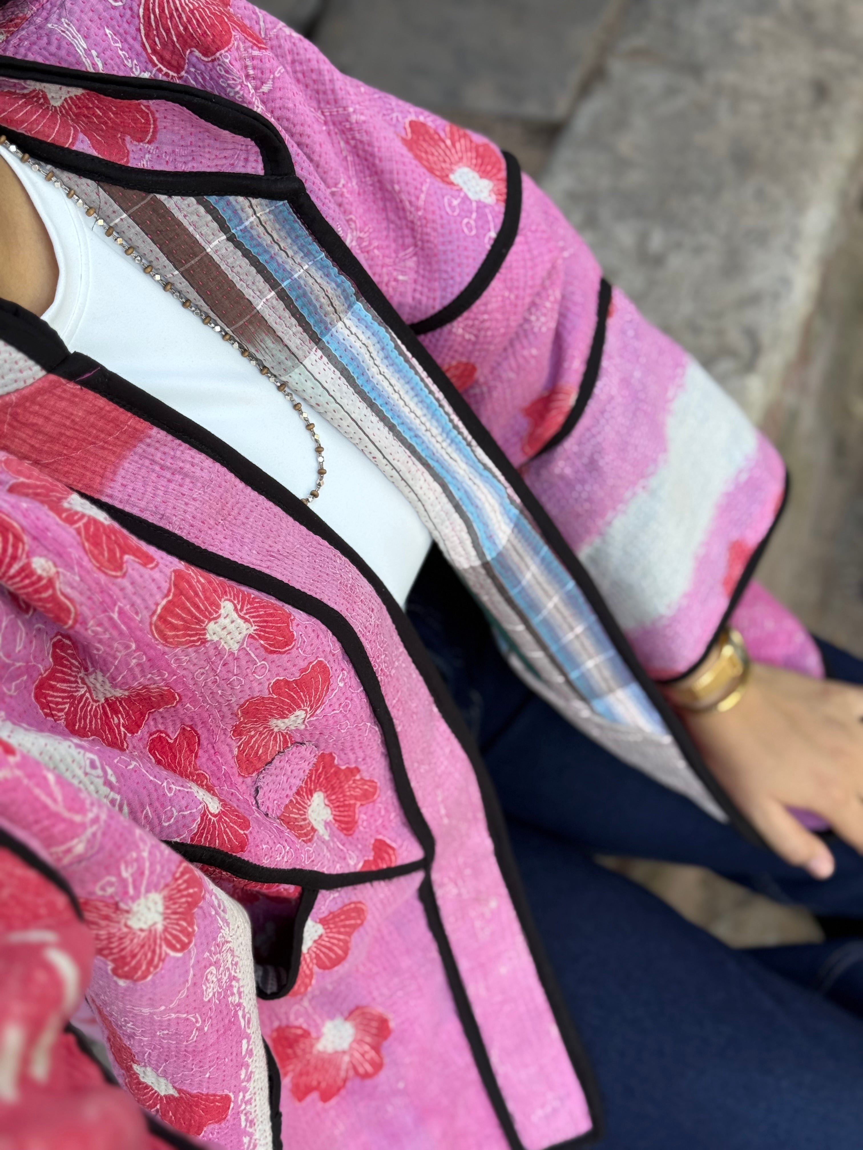 Vintage Kimono Jacket Pink Lotus