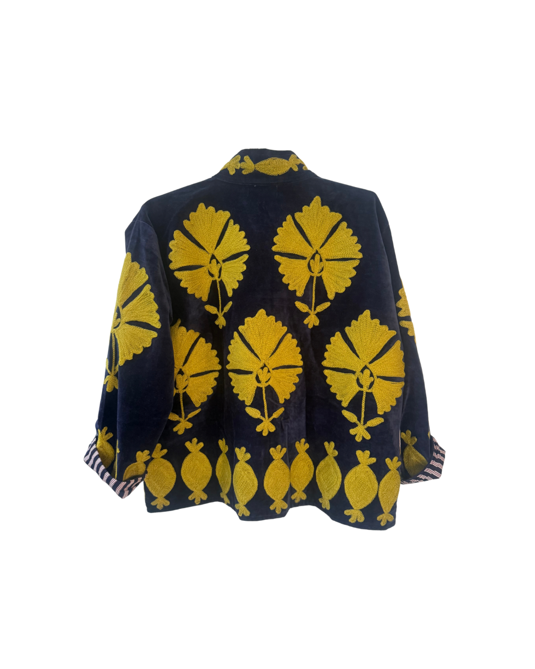 Raina Embroidery Velvet Jacket Navy