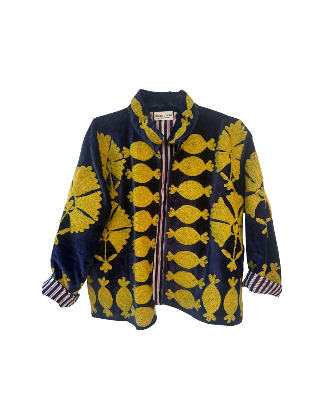 Raina Embroidery Velvet Jacket Navy