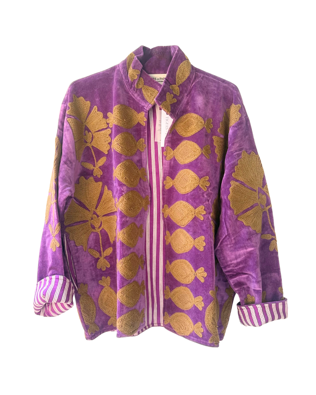 Raina Embroidery Velvet Jacket Purple Gold