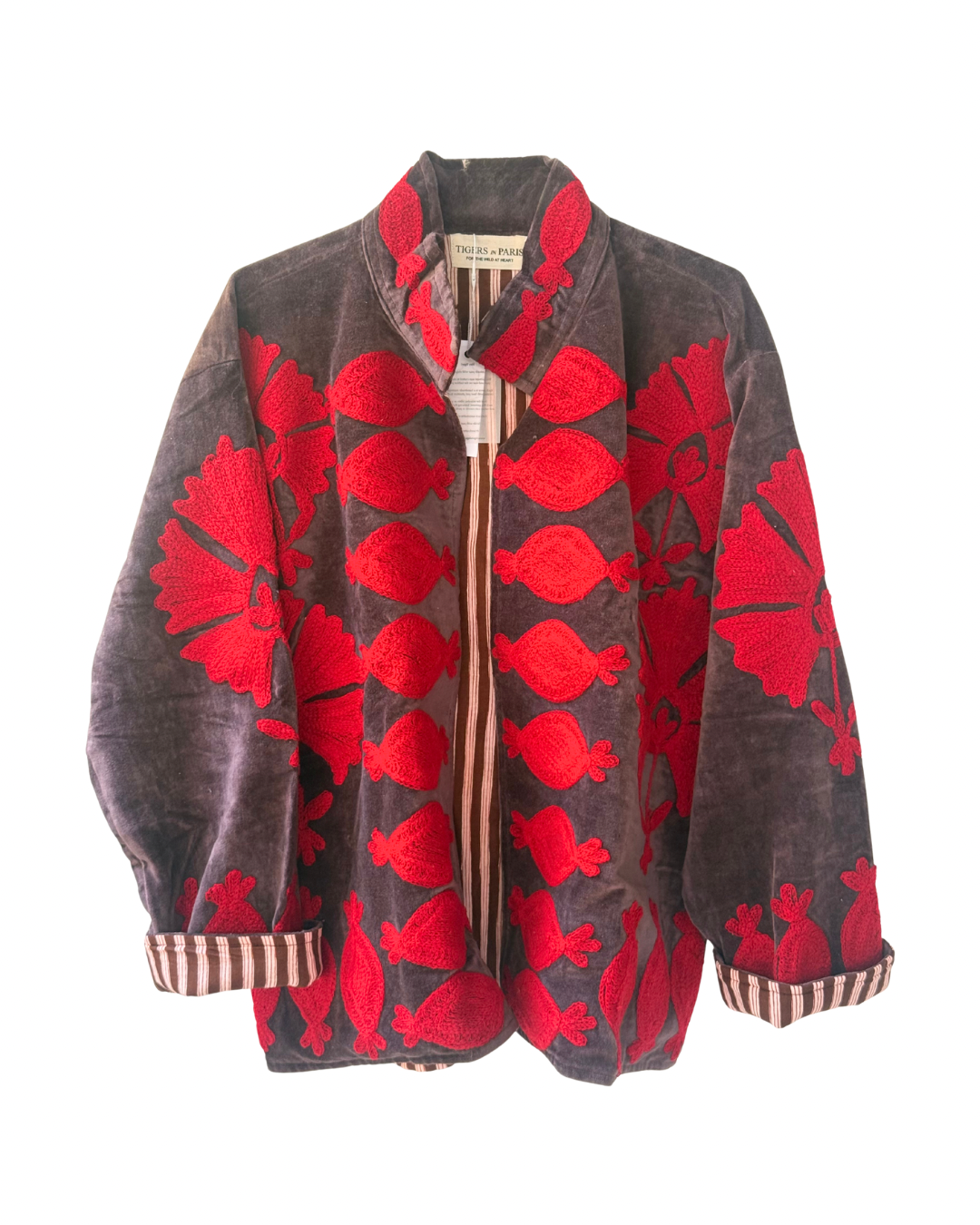 Raina Embroidery Velvet Jacket Plum Red
