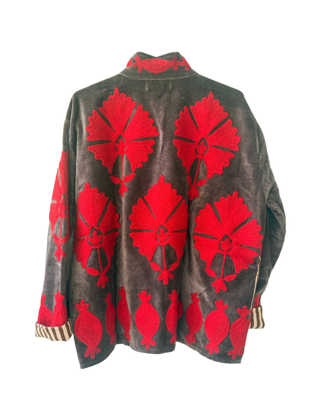Raina Embroidery Velvet Jacket Plum Red