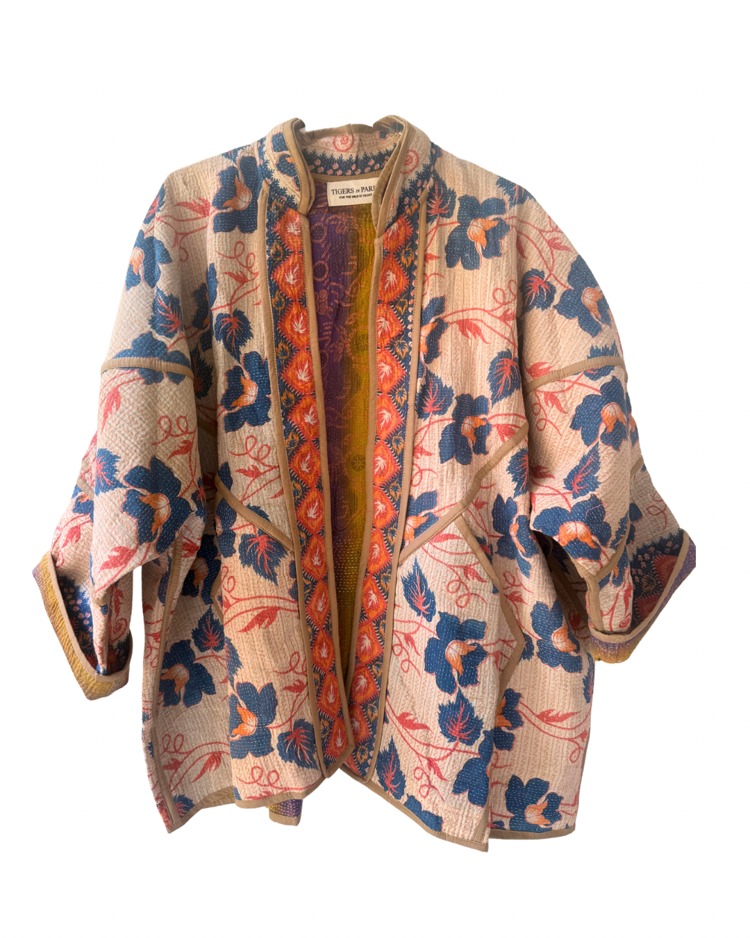 Vintage Kimono Jacket - Blue Hibiscus