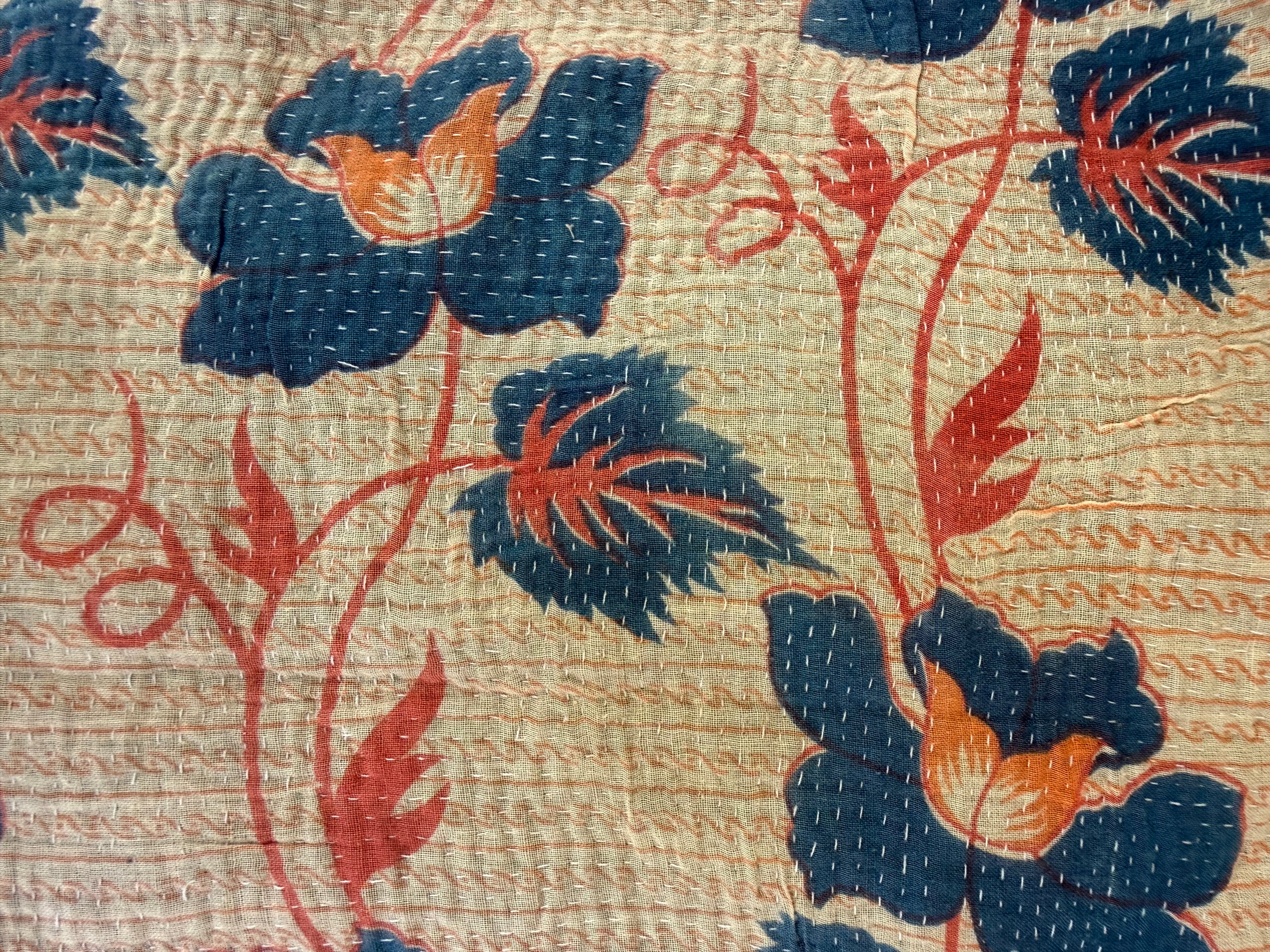 Vintage Kimono Jacket - Blue Hibiscus