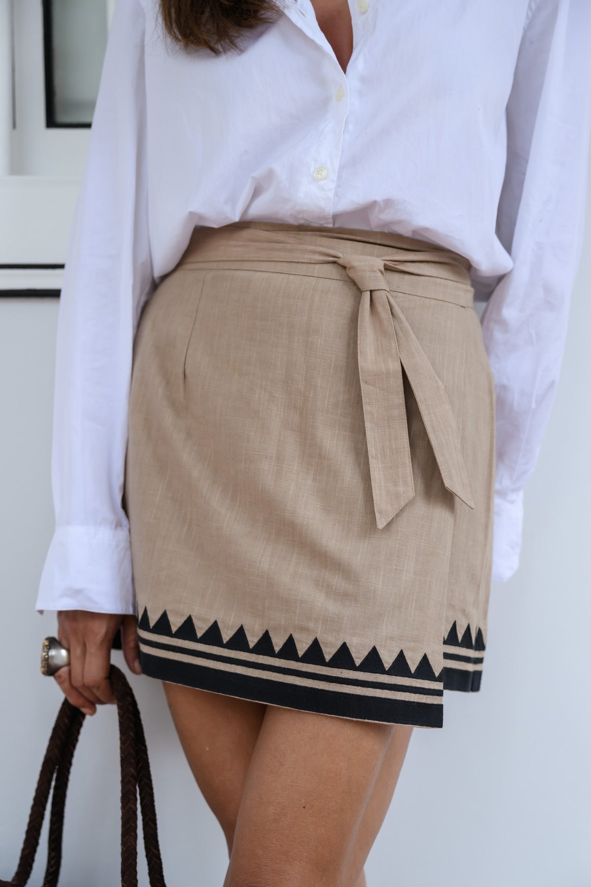 Zig Zag Embroidered Wrap Skirt
